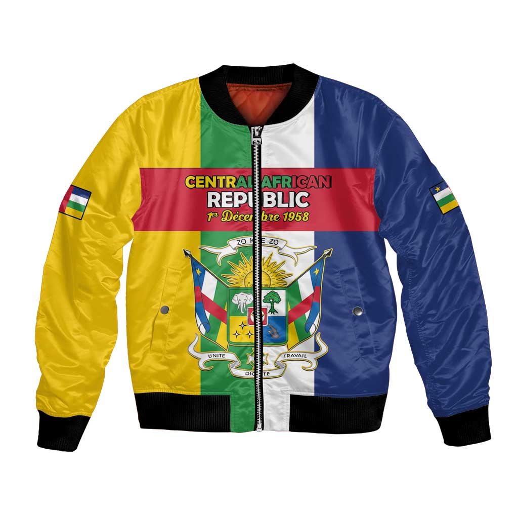 Personalized Central African Republic Bomber Jacket Happy Republic Day - Wonder Print Shop