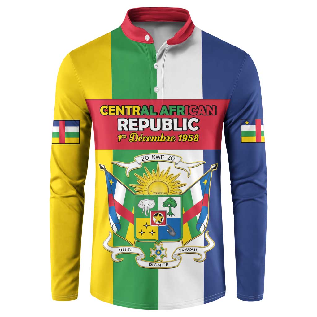 Personalized Central African Republic Button Sweatshirt Happy Republic Day - Wonder Print Shop