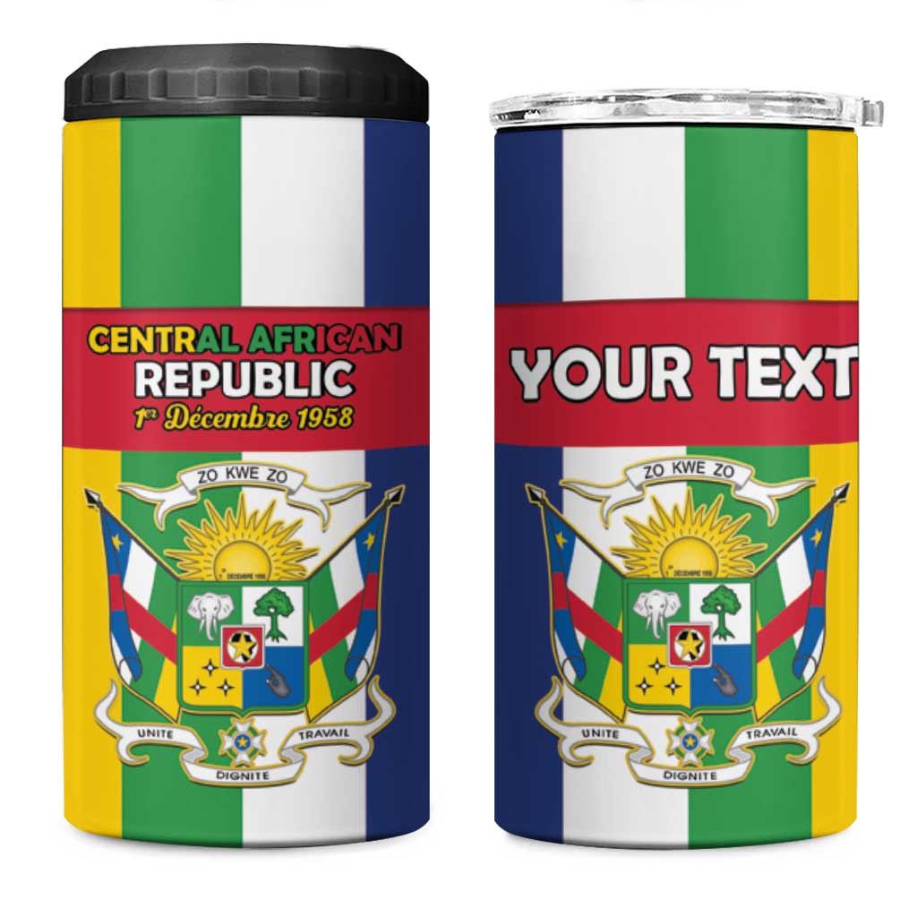 Personalized Central African Republic 4 in 1 Can Cooler Tumbler Happy Republic Day - Wonder Print Shop