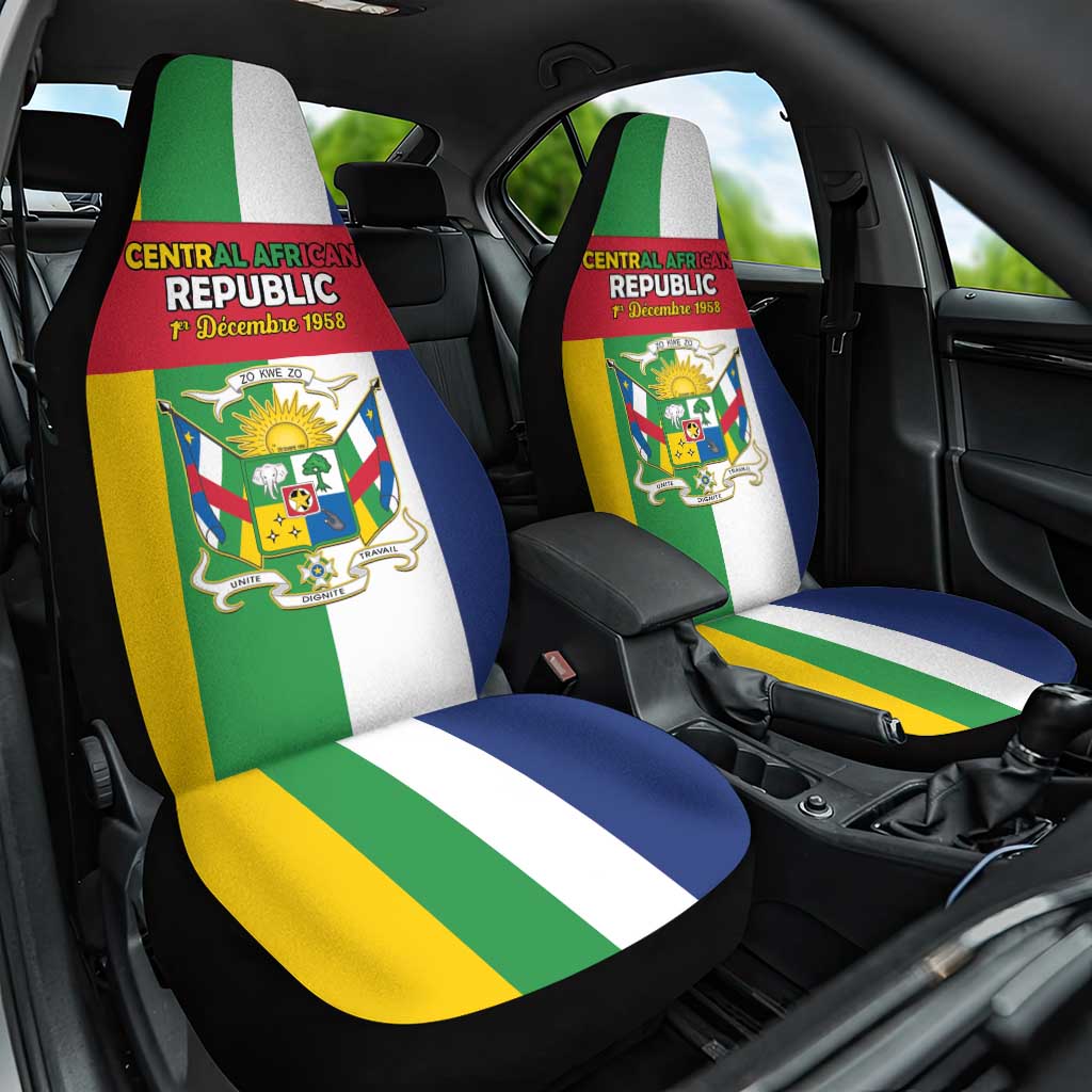 Central African Republic Car Seat Cover Happy Republic Day - Wonder Print Shop