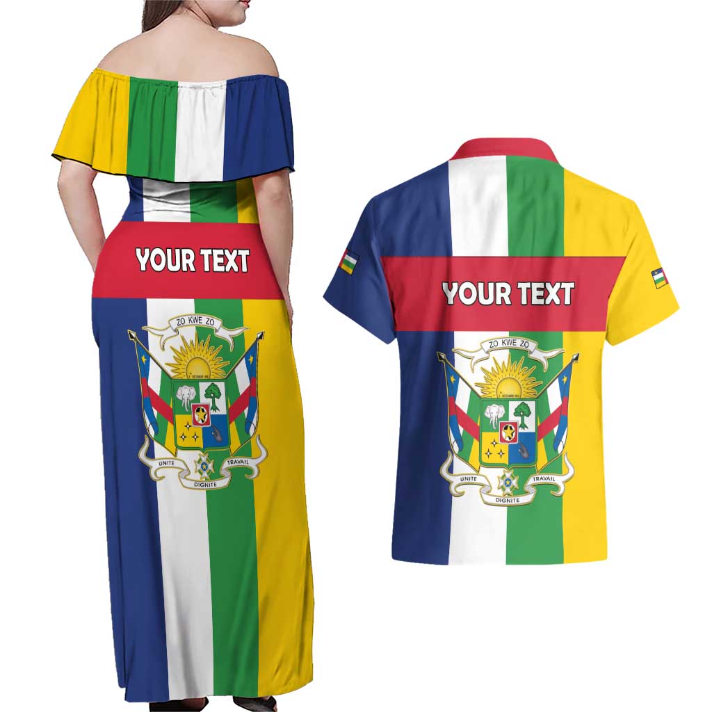 Personalized Central African Republic Couples Matching Off Shoulder Maxi Dress and Hawaiian Shirt Happy Republic Day - Wonder Print Shop