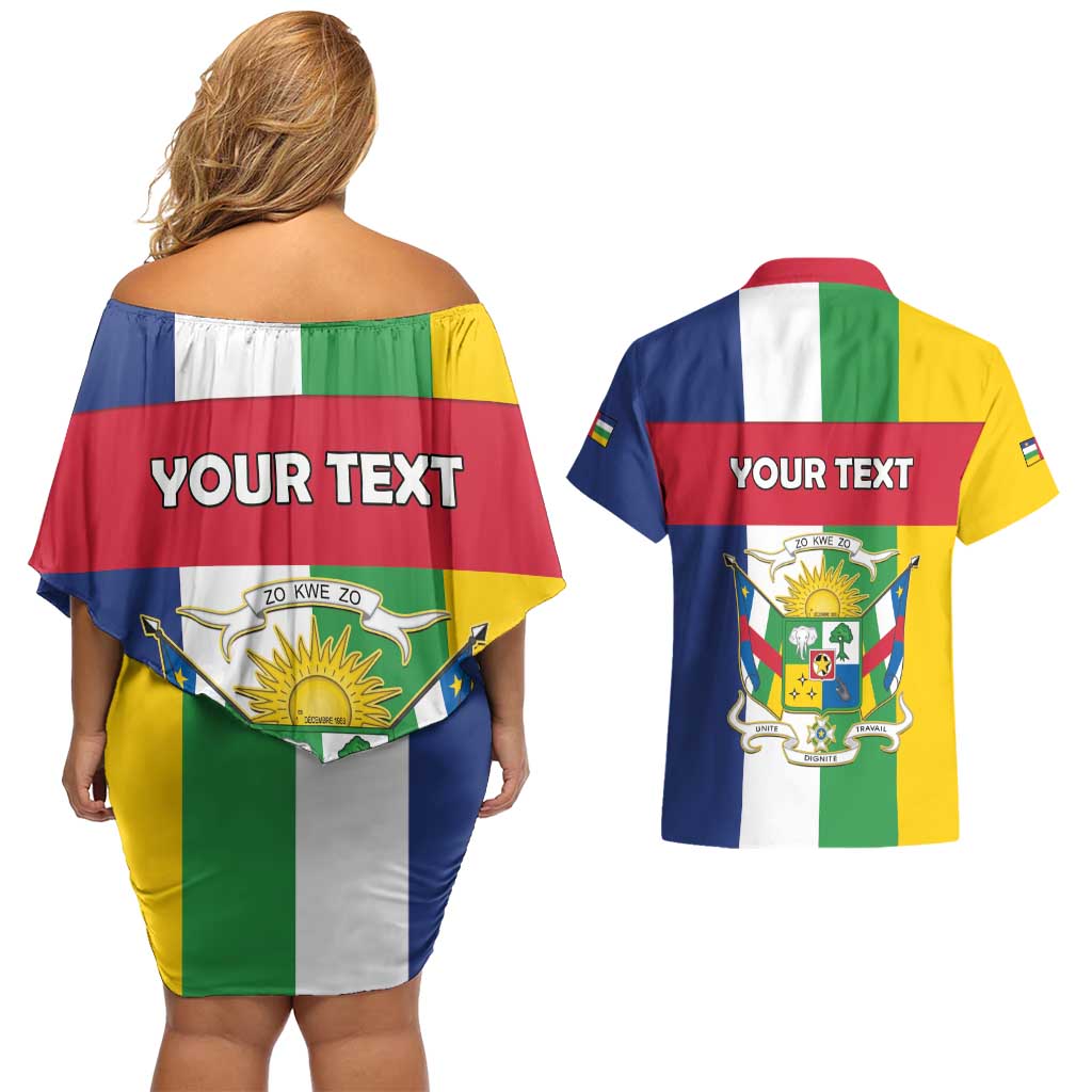 Personalized Central African Republic Couples Matching Off Shoulder Short Dress and Hawaiian Shirt Happy Republic Day - Wonder Print Shop