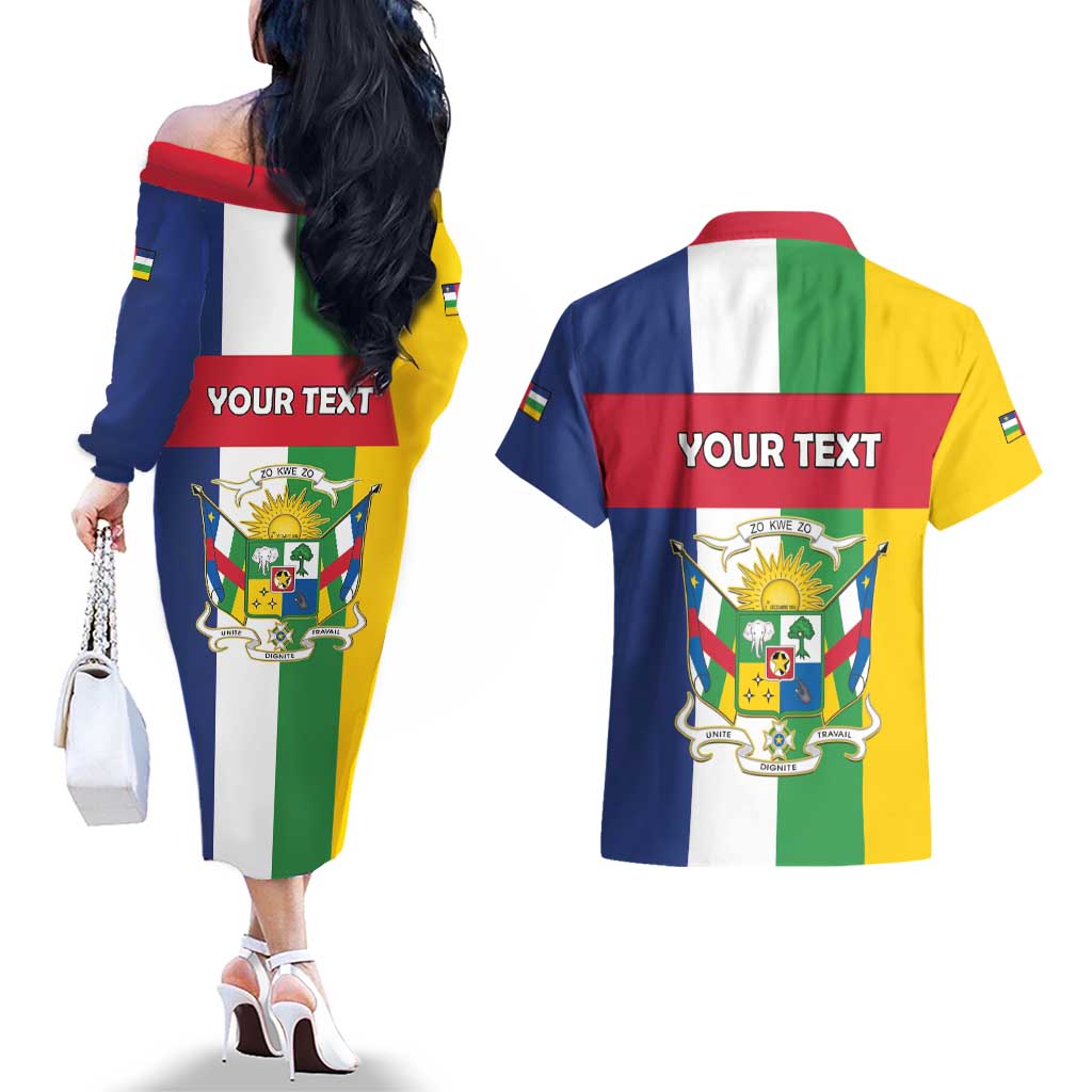 Personalized Central African Republic Couples Matching Off The Shoulder Long Sleeve Dress and Hawaiian Shirt Happy Republic Day - Wonder Print Shop