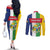 Personalized Central African Republic Couples Matching Off The Shoulder Long Sleeve Dress and Long Sleeve Button Shirt Happy Republic Day - Wonder Print Shop