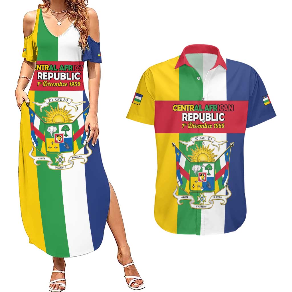 Personalized Central African Republic Couples Matching Summer Maxi Dress and Hawaiian Shirt Happy Republic Day - Wonder Print Shop