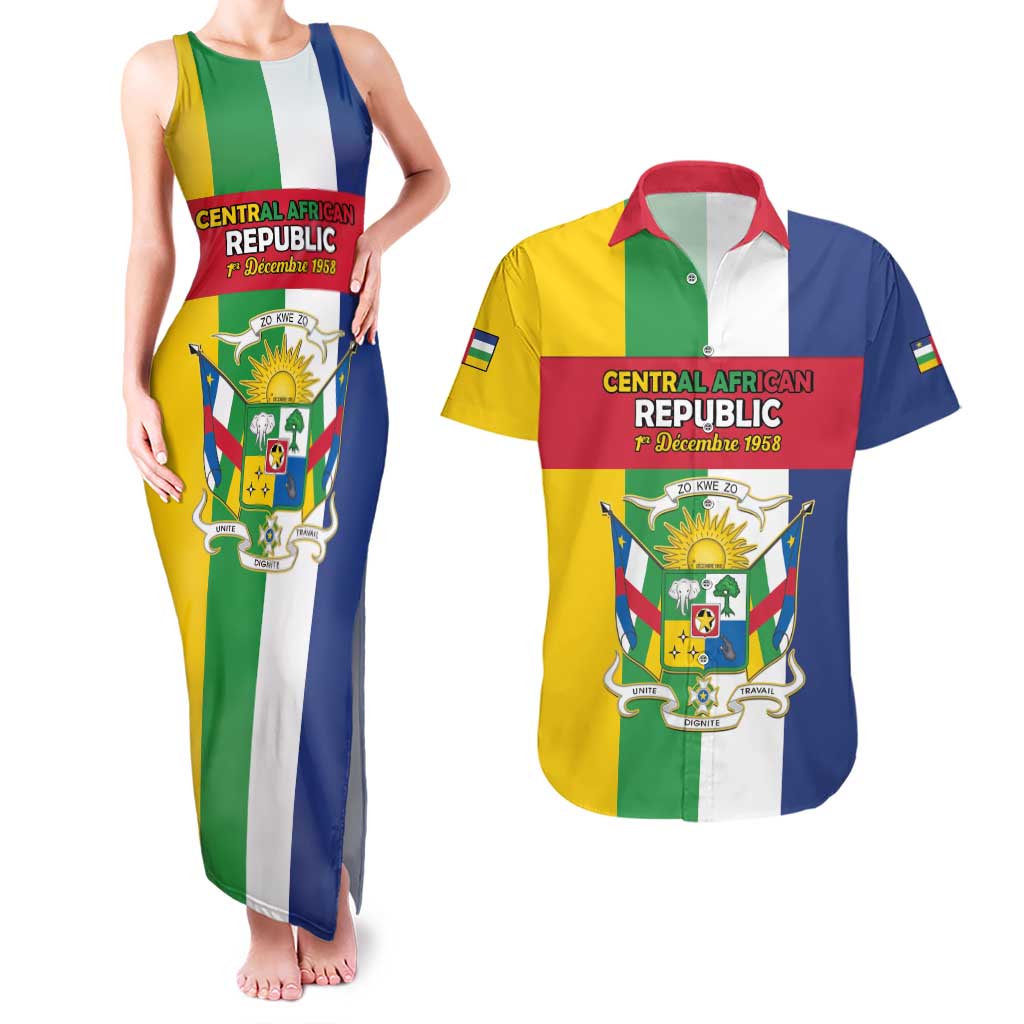Personalized Central African Republic Couples Matching Tank Maxi Dress and Hawaiian Shirt Happy Republic Day - Wonder Print Shop