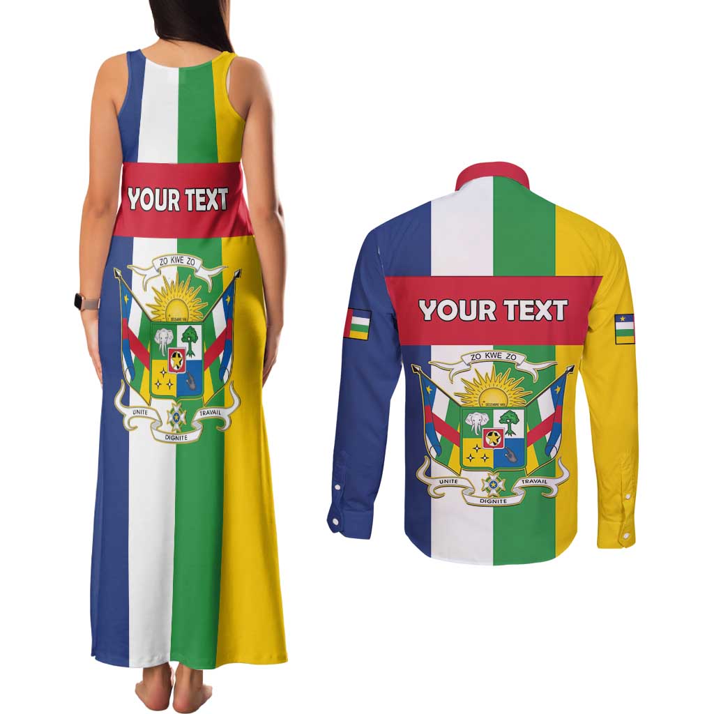 Personalized Central African Republic Couples Matching Tank Maxi Dress and Long Sleeve Button Shirt Happy Republic Day - Wonder Print Shop