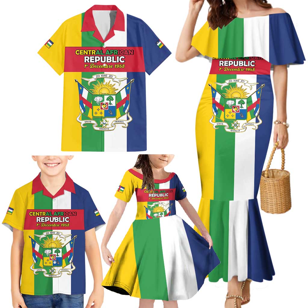 Personalized Central African Republic Family Matching Mermaid Dress and Hawaiian Shirt Happy Republic Day - Wonder Print Shop