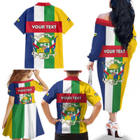Personalized Central African Republic Family Matching Off The Shoulder Long Sleeve Dress and Hawaiian Shirt Happy Republic Day - Wonder Print Shop