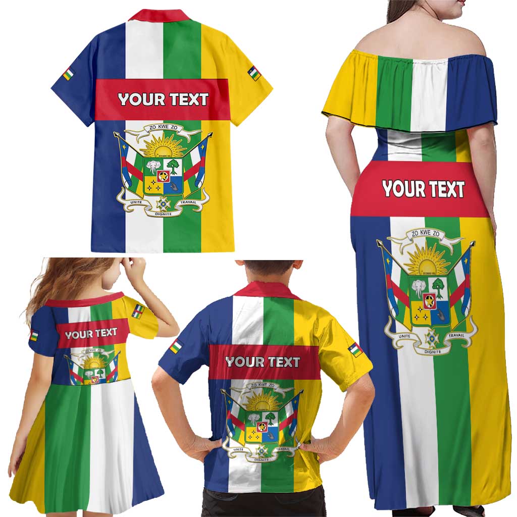 Personalized Central African Republic Family Matching Off Shoulder Maxi Dress and Hawaiian Shirt Happy Republic Day - Wonder Print Shop