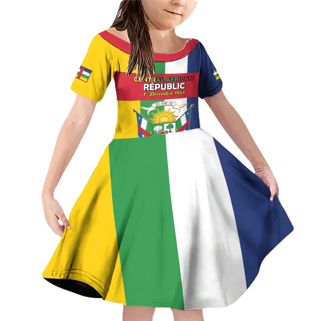 Personalized Central African Republic Family Matching Off Shoulder Short Dress and Hawaiian Shirt Happy Republic Day - Wonder Print Shop