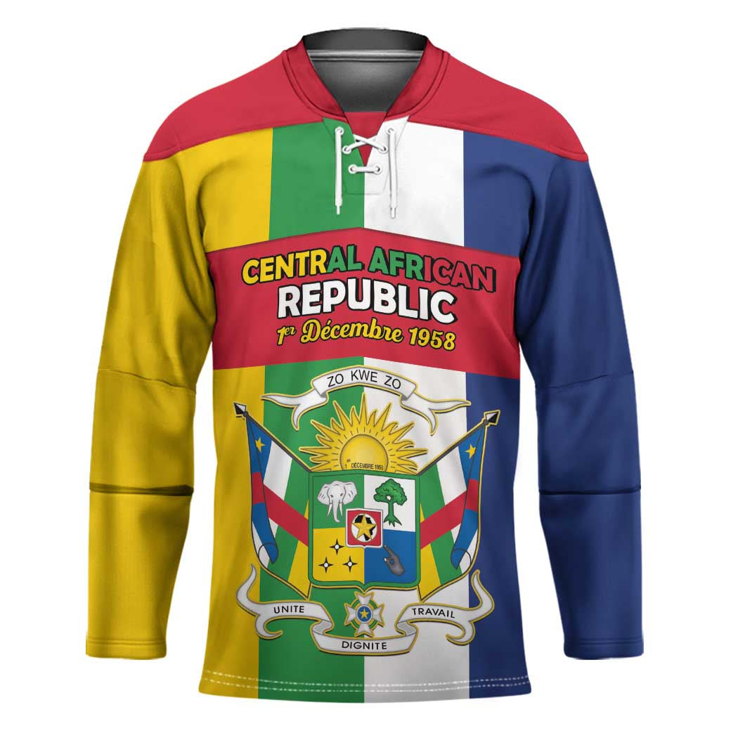 Personalized Central African Republic Hockey Jersey Happy Republic Day - Wonder Print Shop