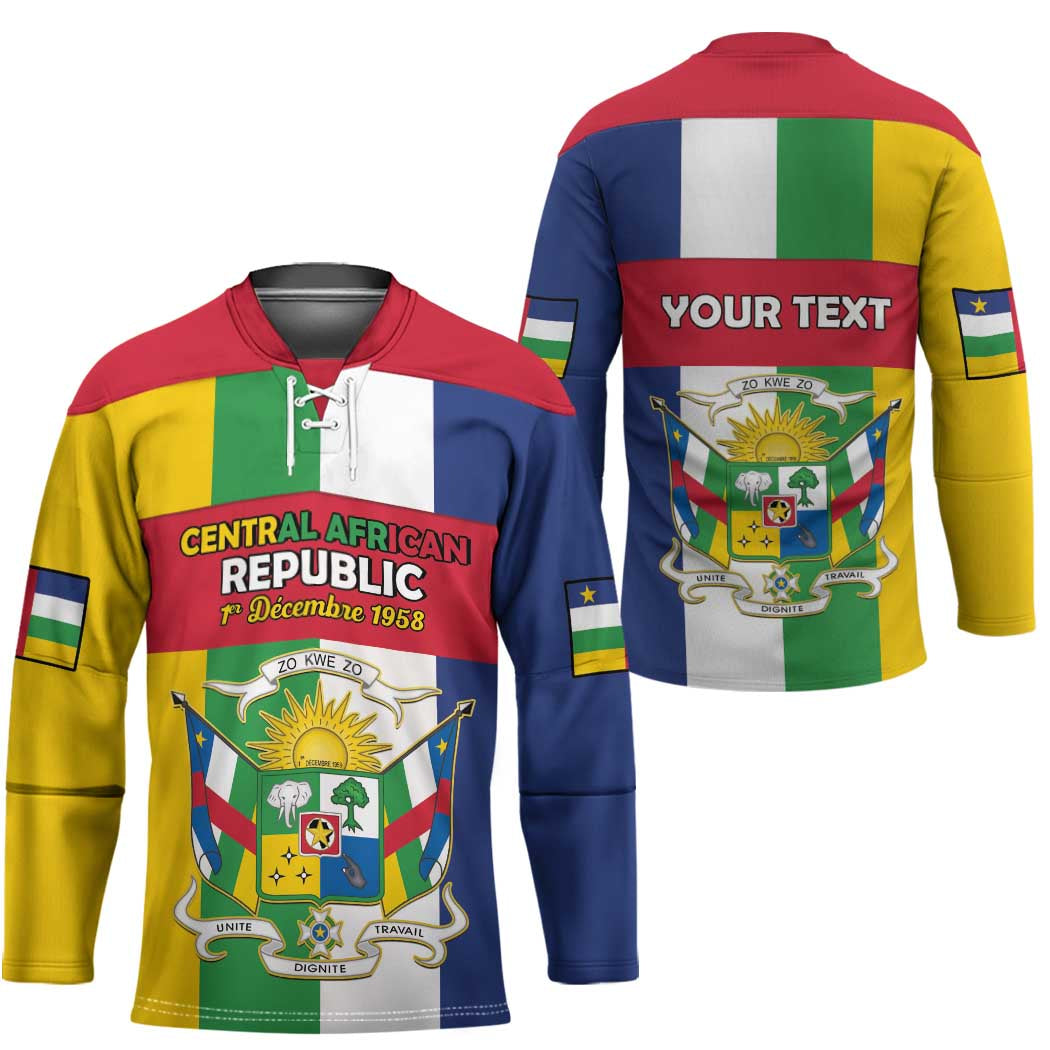 Personalized Central African Republic Hockey Jersey Happy Republic Day - Wonder Print Shop