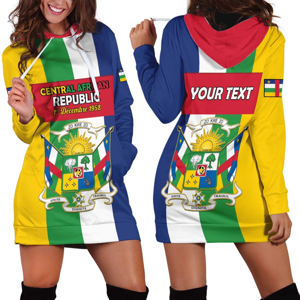 Personalized Central African Republic Hoodie Dress Happy Republic Day - Wonder Print Shop