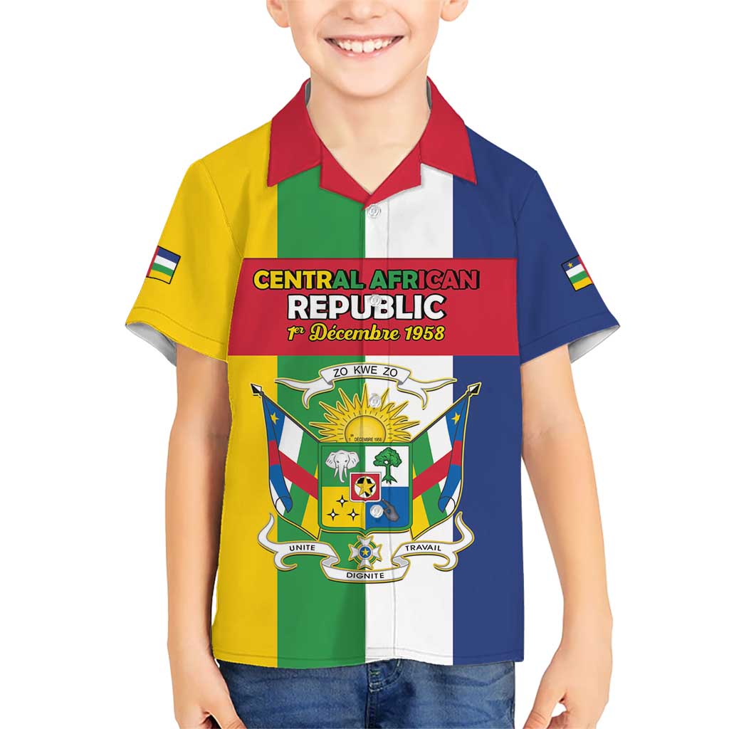 Personalized Central African Republic Kid Hawaiian Shirt Happy Republic Day - Wonder Print Shop