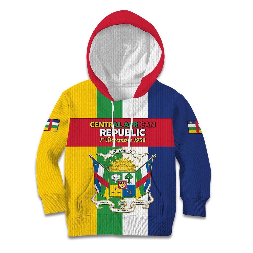 Personalized Central African Republic Kid Hoodie Happy Republic Day - Wonder Print Shop