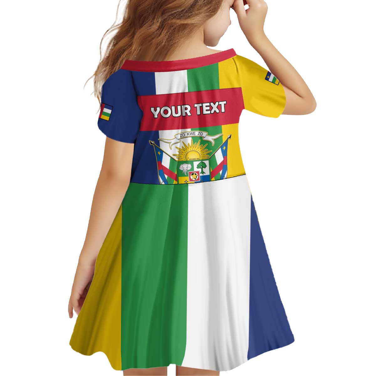Personalized Central African Republic Kid Short Sleeve Dress Happy Republic Day - Wonder Print Shop