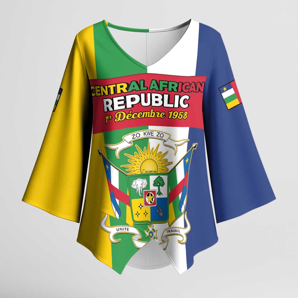 Personalized Central African Republic Kimono Sleeve Blouse Happy Republic Day - Wonder Print Shop