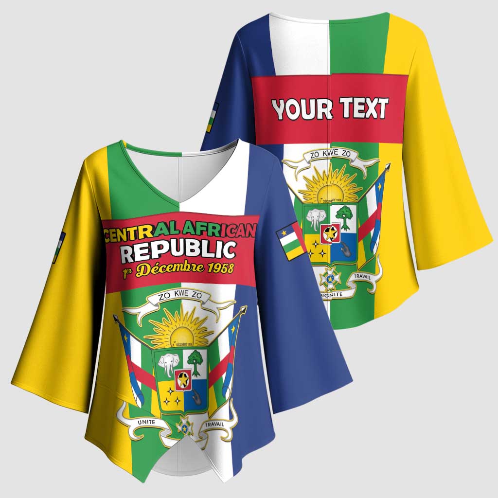 Personalized Central African Republic Kimono Sleeve Blouse Happy Republic Day - Wonder Print Shop
