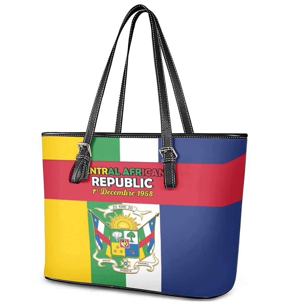 Central African Republic Leather Tote Bag Happy Republic Day - Wonder Print Shop