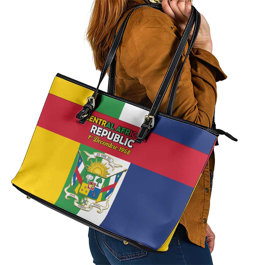 Central African Republic Leather Tote Bag Happy Republic Day - Wonder Print Shop