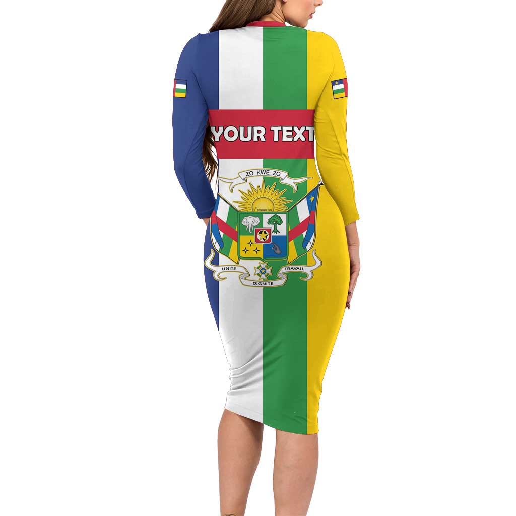 Personalized Central African Republic Long Sleeve Bodycon Dress Happy Republic Day - Wonder Print Shop