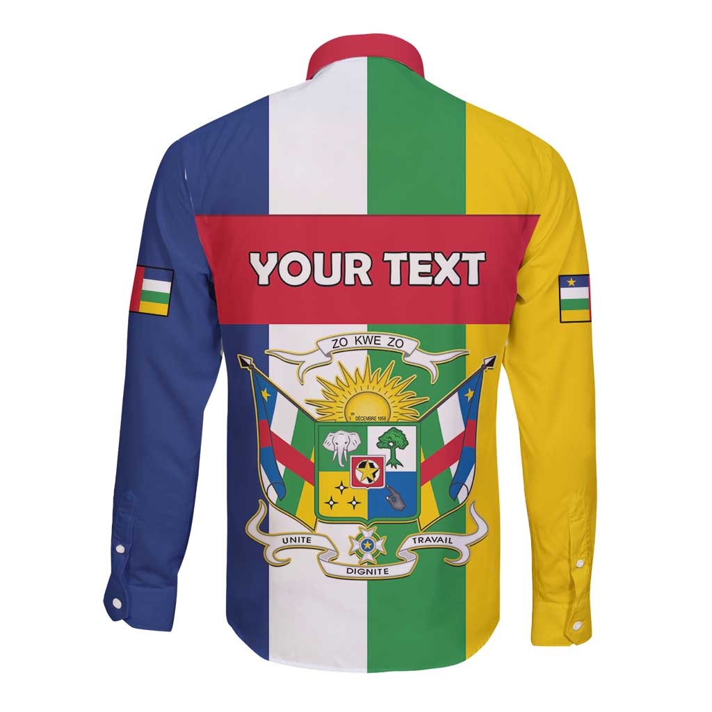Personalized Central African Republic Long Sleeve Button Shirt Happy Republic Day - Wonder Print Shop