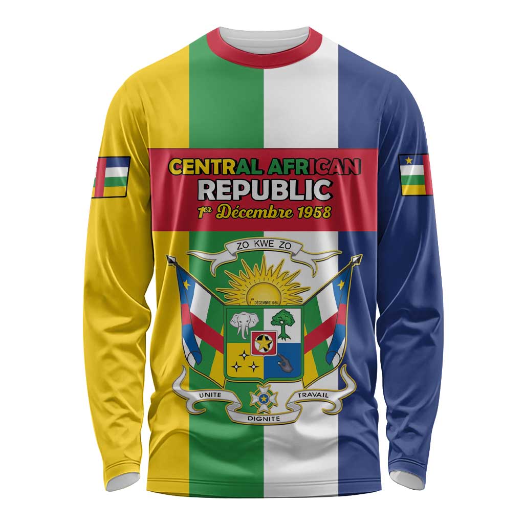 Personalized Central African Republic Long Sleeve Shirt Happy Republic Day - Wonder Print Shop