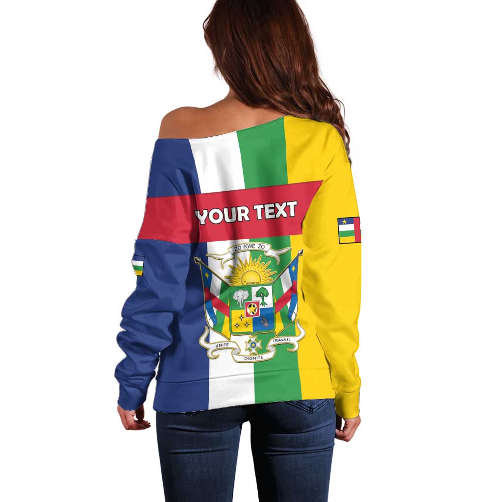 Personalized Central African Republic Off Shoulder Sweater Happy Republic Day - Wonder Print Shop