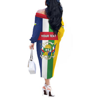 Personalized Central African Republic Off The Shoulder Long Sleeve Dress Happy Republic Day - Wonder Print Shop