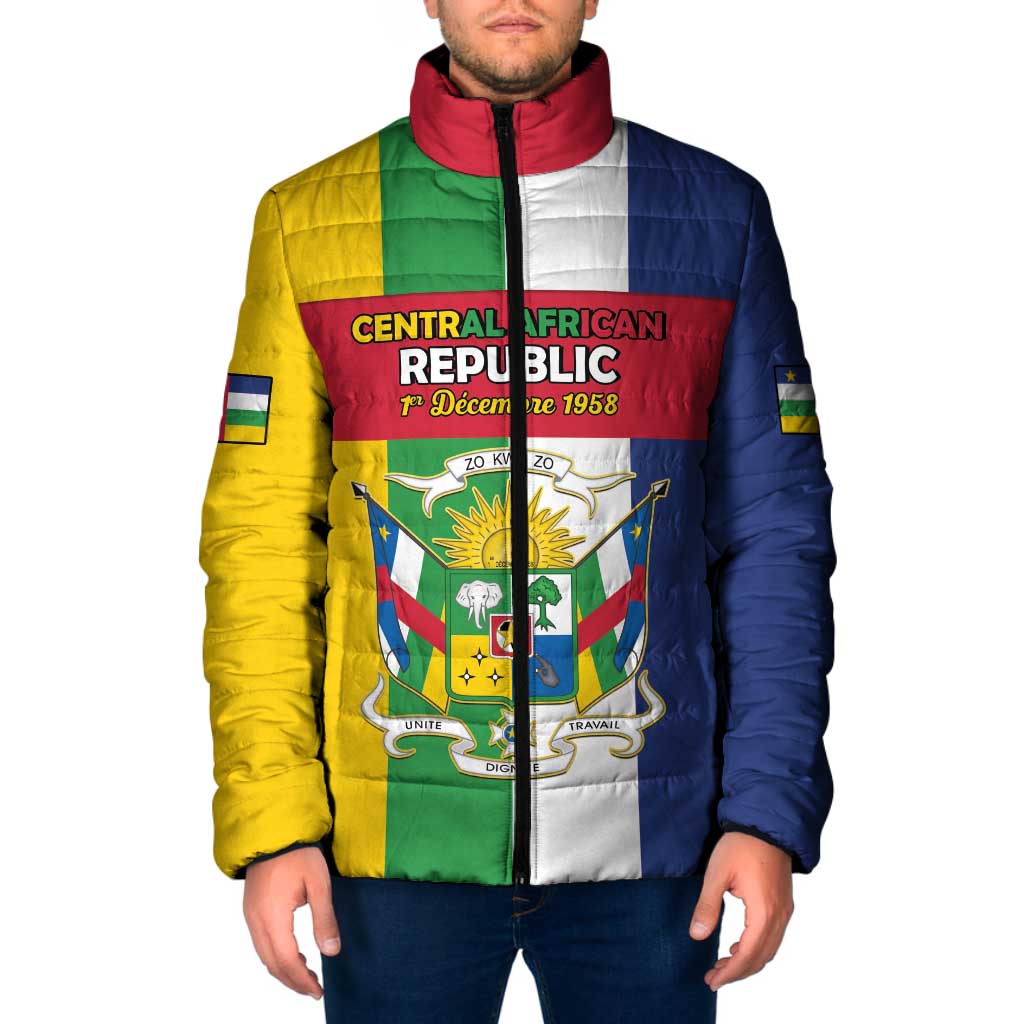 Personalized Central African Republic Padded Jacket Happy Republic Day - Wonder Print Shop