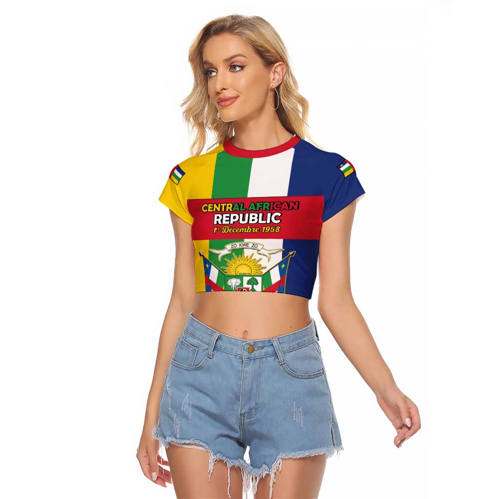 Personalized Central African Republic Raglan Cropped T Shirt Happy Republic Day - Wonder Print Shop