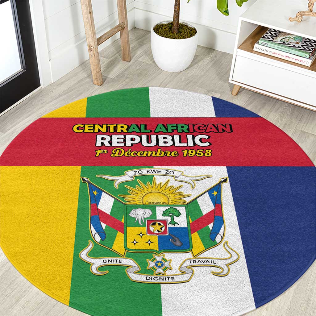 Central African Republic Round Carpet Happy Republic Day - Wonder Print Shop