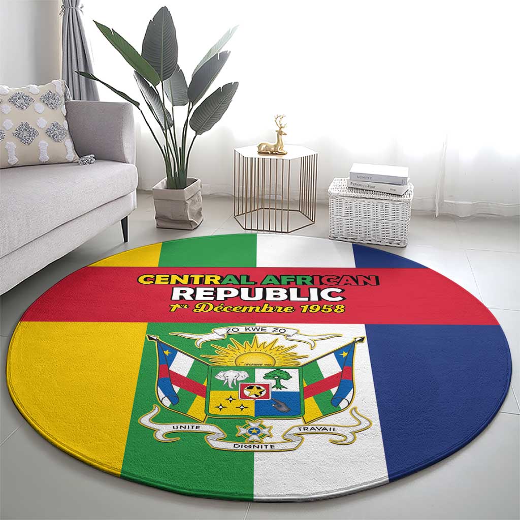Central African Republic Round Carpet Happy Republic Day - Wonder Print Shop