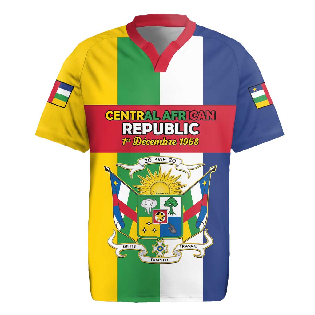 Personalized Central African Republic Rugby Jersey Happy Republic Day - Wonder Print Shop