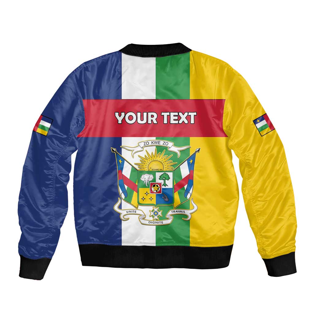 Personalized Central African Republic Sleeve Zip Bomber Jacket Happy Republic Day - Wonder Print Shop