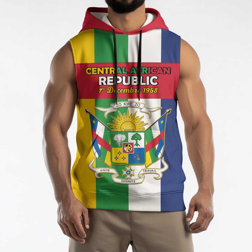 Personalized Central African Republic Sleeveless Hoodie Happy Republic Day - Wonder Print Shop
