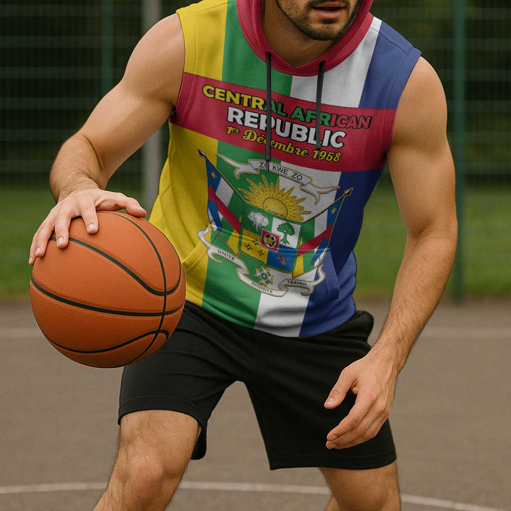 Personalized Central African Republic Sleeveless Hoodie Happy Republic Day - Wonder Print Shop