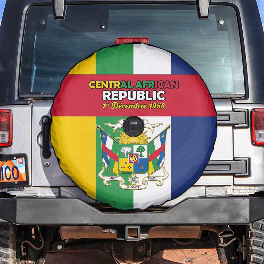 Central African Republic Spare Tire Cover Happy Republic Day - Wonder Print Shop