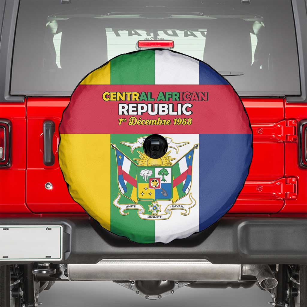Central African Republic Spare Tire Cover Happy Republic Day - Wonder Print Shop
