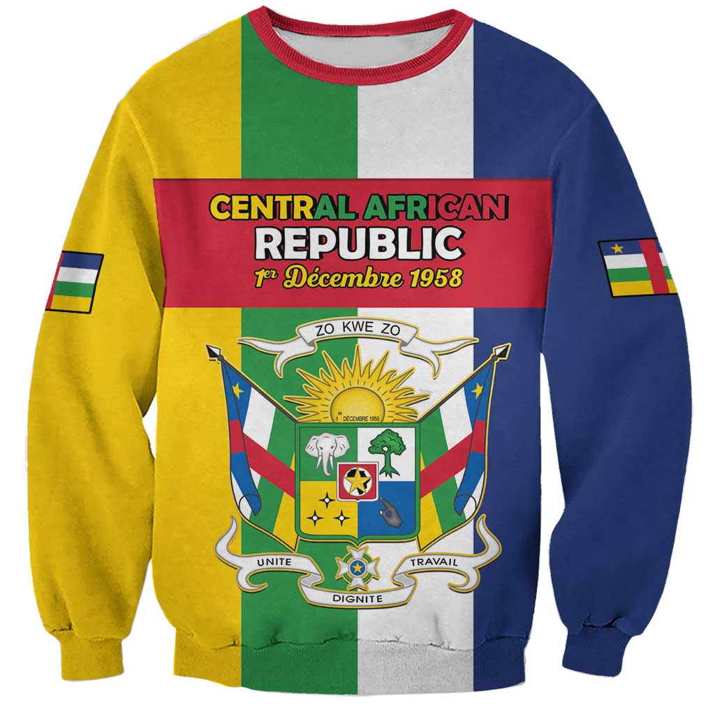 Personalized Central African Republic Sweatshirt Happy Republic Day - Wonder Print Shop