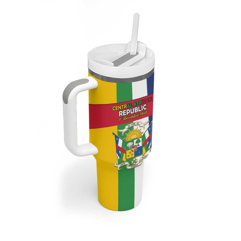 Personalized Central African Republic Tumbler With Handle Happy Republic Day - Wonder Print Shop