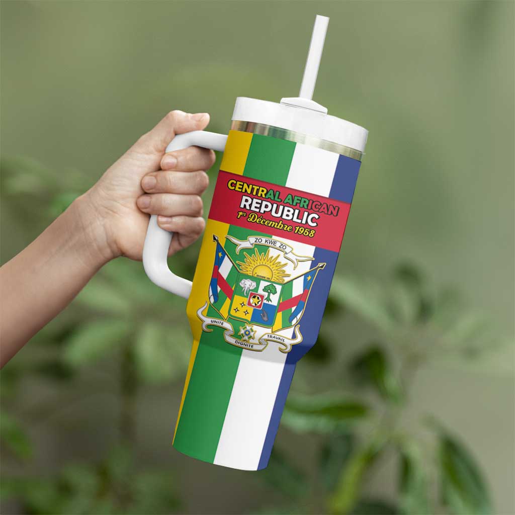 Personalized Central African Republic Tumbler With Handle Happy Republic Day - Wonder Print Shop