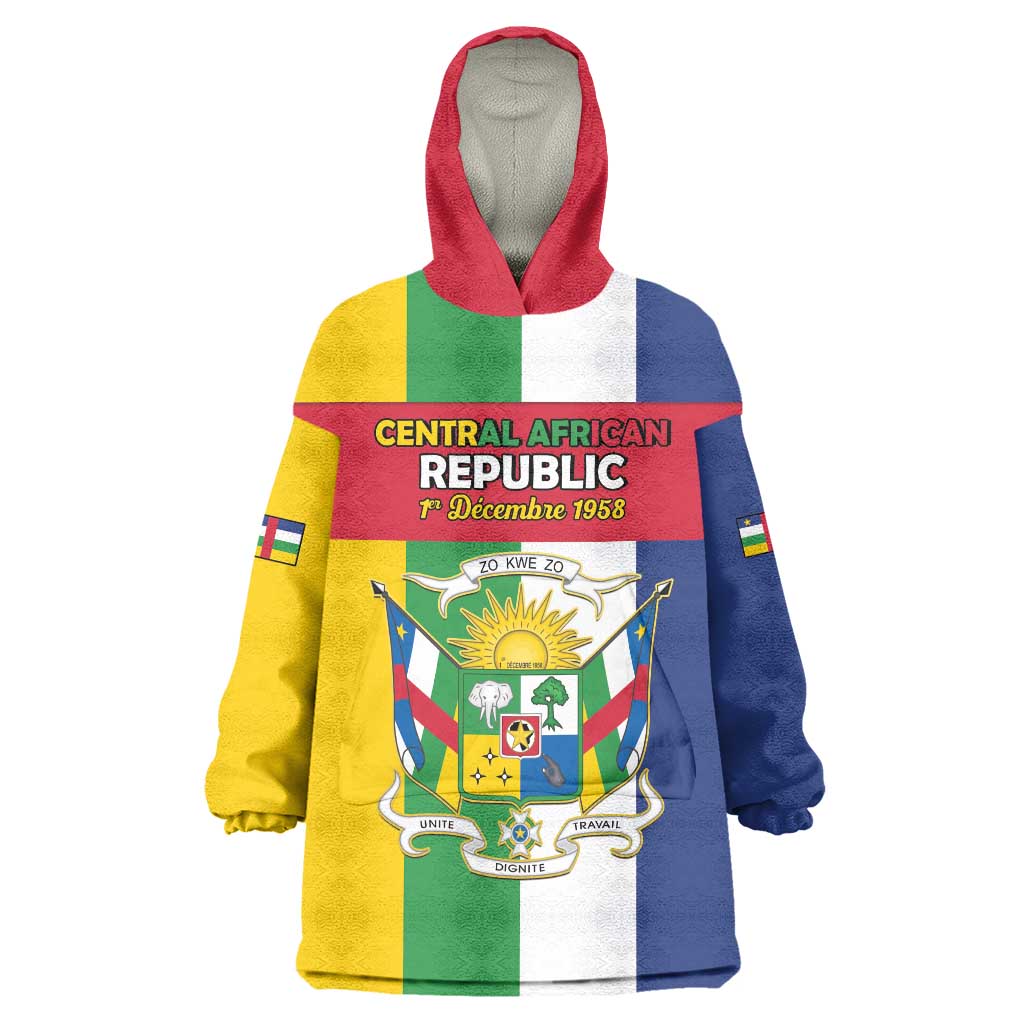 Personalized Central African Republic Wearable Blanket Hoodie Happy Republic Day - Wonder Print Shop