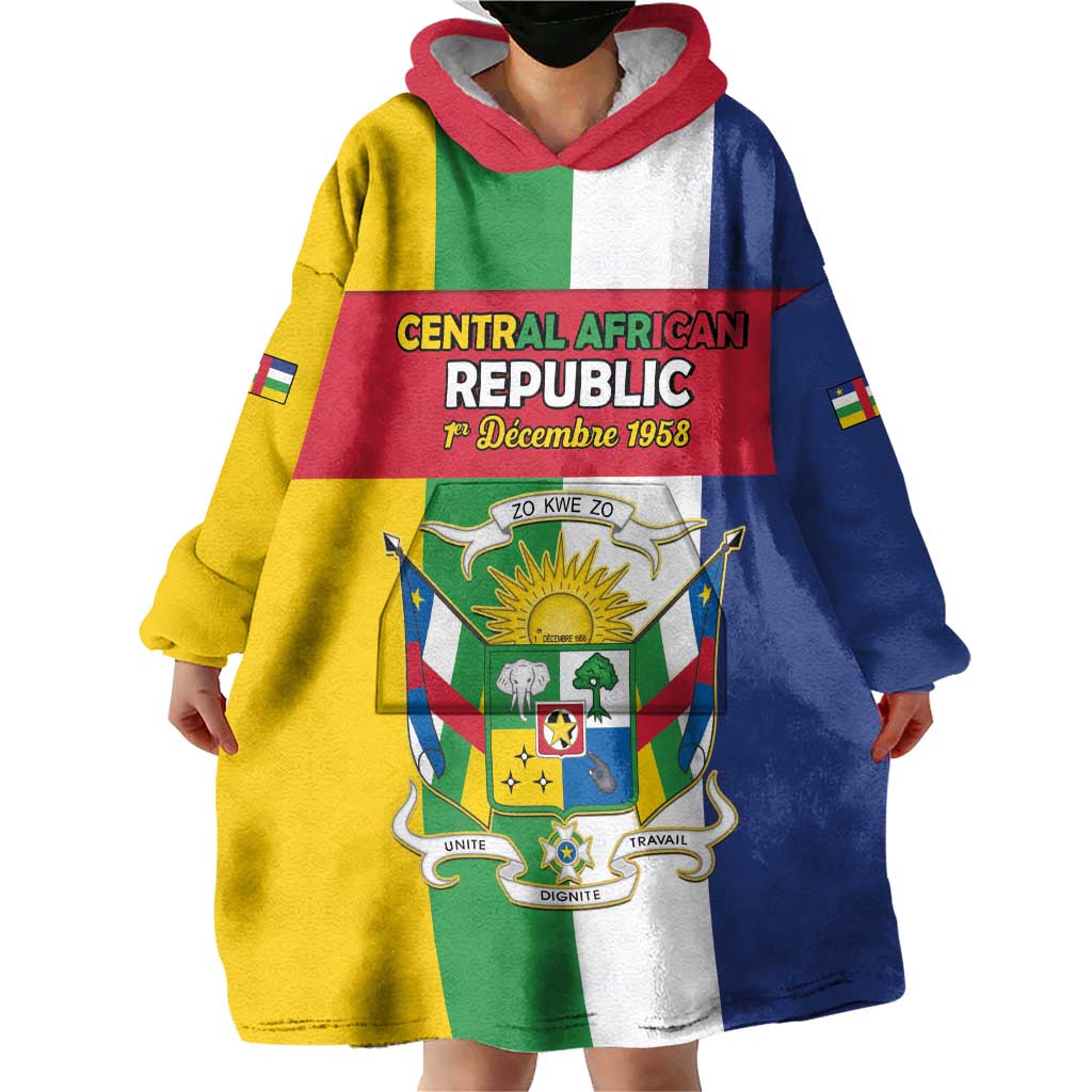 Personalized Central African Republic Wearable Blanket Hoodie Happy Republic Day - Wonder Print Shop