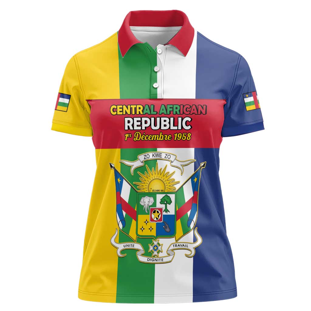 Personalized Central African Republic Women Polo Shirt Happy Republic Day - Wonder Print Shop