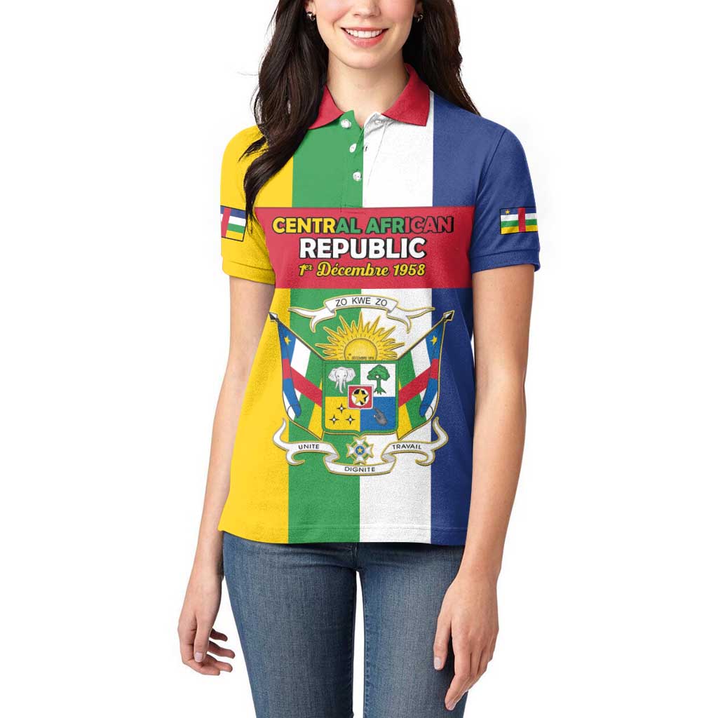 Personalized Central African Republic Women Polo Shirt Happy Republic Day - Wonder Print Shop