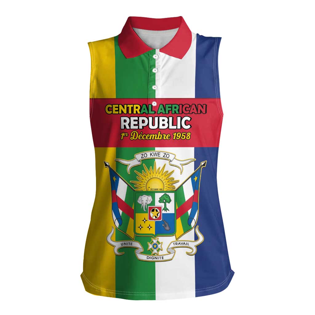 Personalized Central African Republic Women Sleeveless Polo Shirt Happy Republic Day - Wonder Print Shop