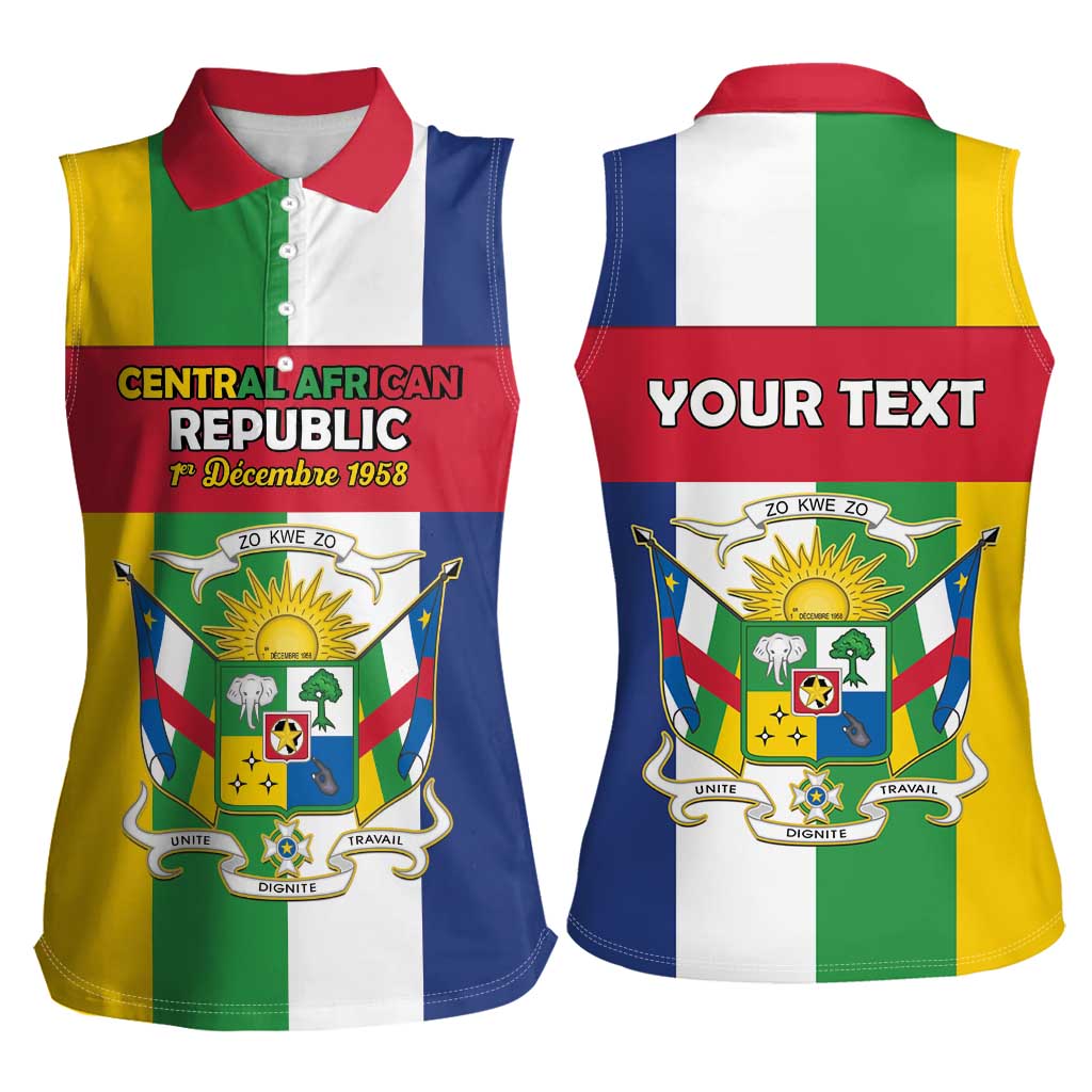 Personalized Central African Republic Women Sleeveless Polo Shirt Happy Republic Day - Wonder Print Shop