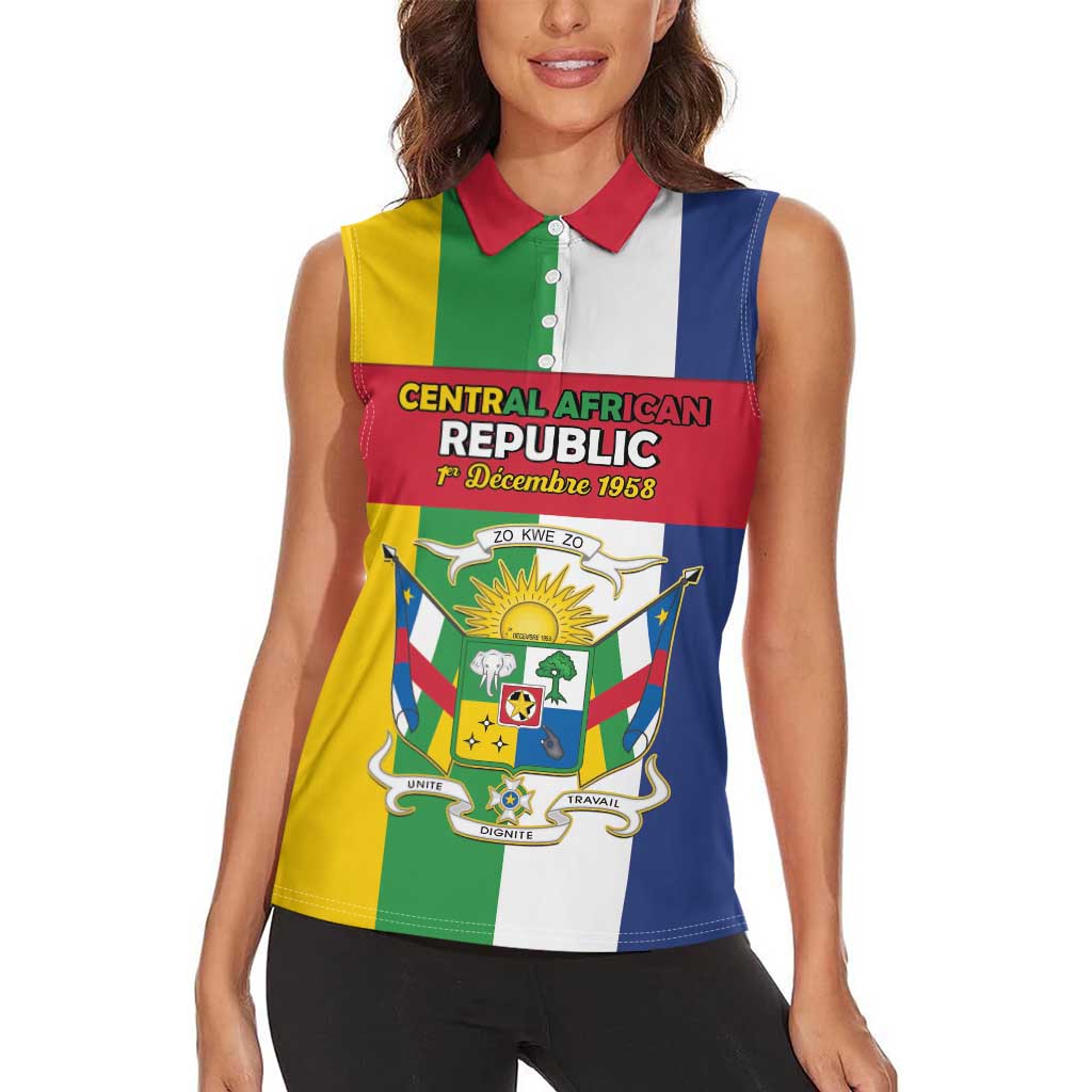 Personalized Central African Republic Women Sleeveless Polo Shirt Happy Republic Day - Wonder Print Shop